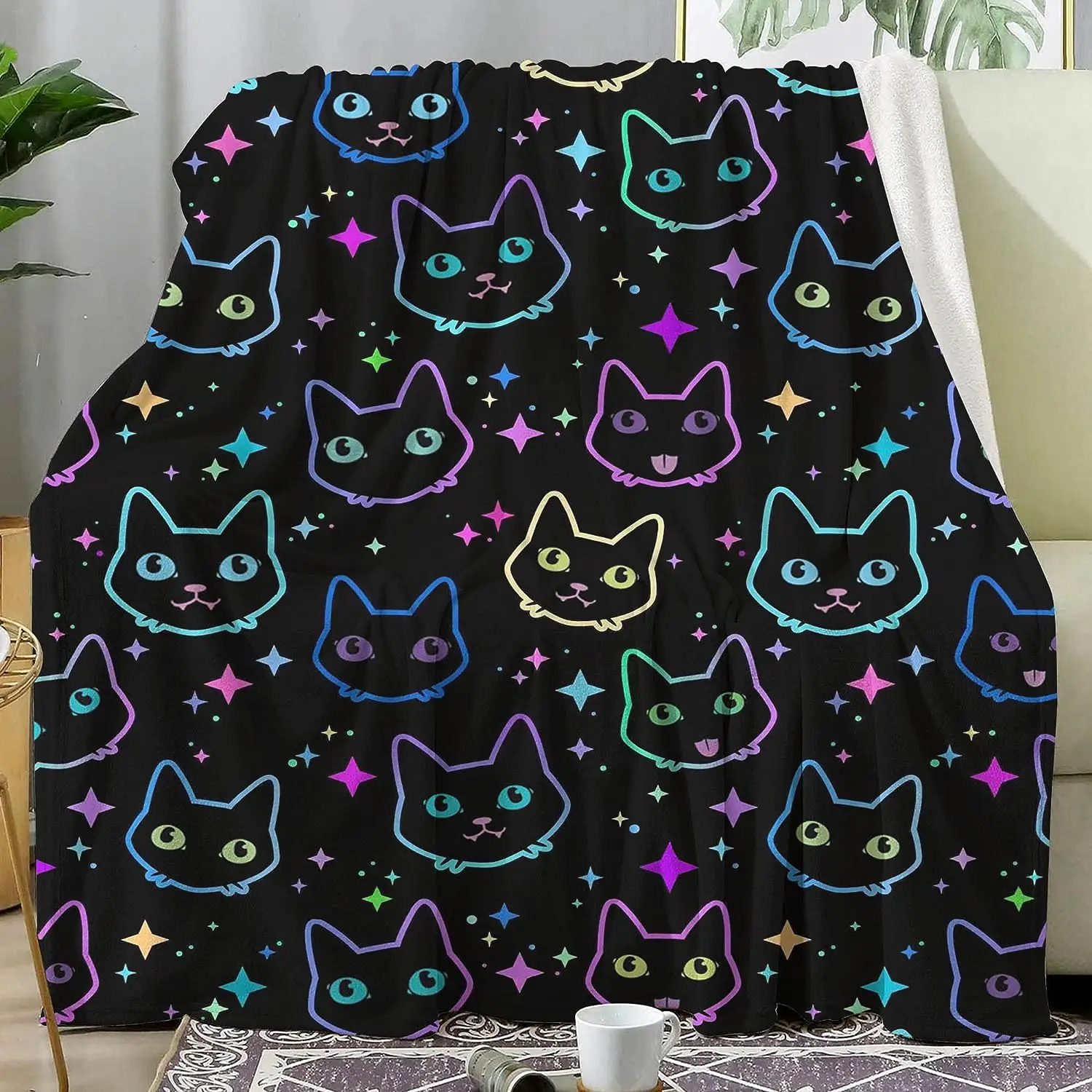 

Одеяло для кошек SaltaStore, ультрамягкое фланелевое одеяло с милым котом, подарочное одеяло для кошек, теплое плюшевое покрывало для взрослых, всесезонное