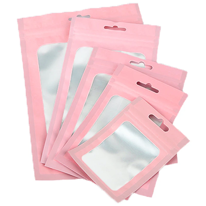 50pcs Resealable PVC Self Sealing Bags Clear Zipper Hang Bag With Hole Jewelry Display Packaging Storager Anti-oxidation Pouches