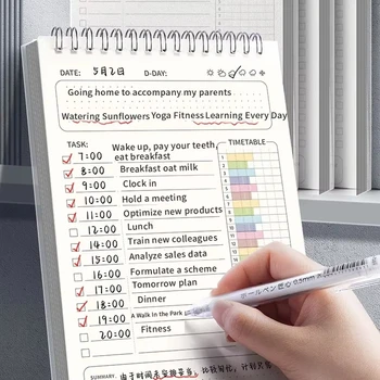 1pc Planner Agenda Spiral A5 Notebook Orari Piano giornaliero Lista delle cose da fare Blocco note 160 pagine di spessore Materiale scolastico per ufficio Cancelleria