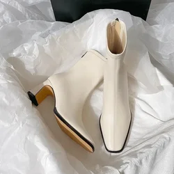 Elegant Vintage Women's Warm Cotton Ankle Boots with Thick Heels - 38 (WHITE)