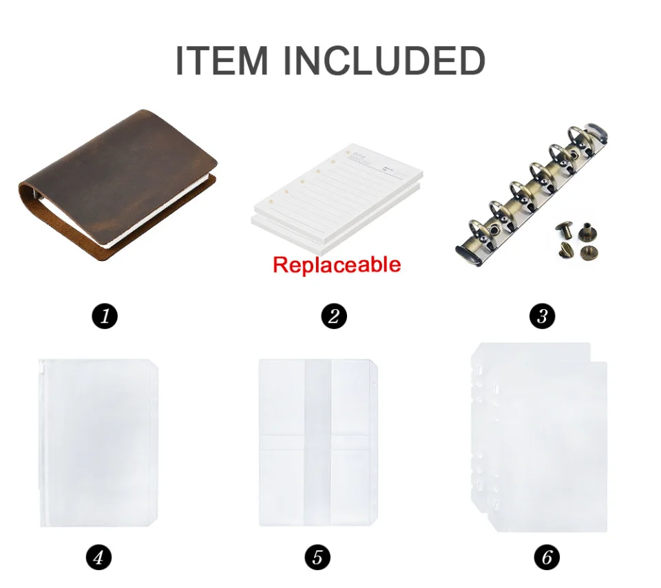 AIGUONIU Echtem Leder Handgemachte A6 Größe Ring Planer Vintage Unisex Notebook Mit 6-loch Binder Sketch Notizbuch Großhandel – Detail 5