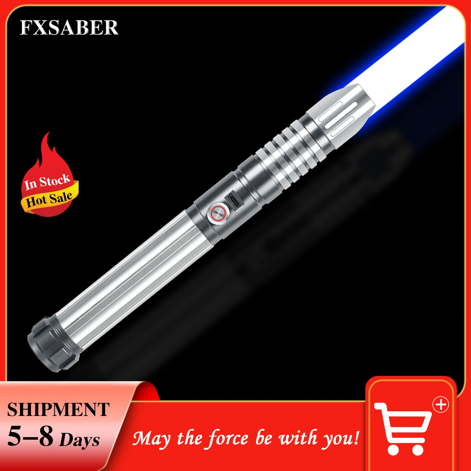 

Световой меч FXSABER, Металлическая рукоятка с чувствительными качели, световой меч со звуком, мигающая детская игрушка, лазерный меч