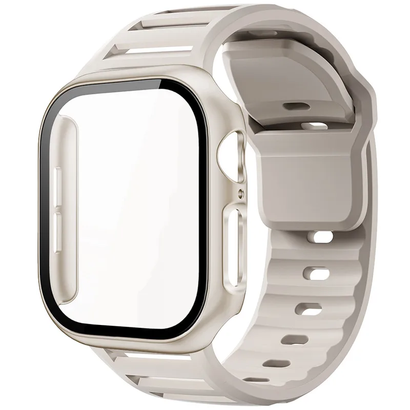 Sport Silicone Strap with Glass and PC Case