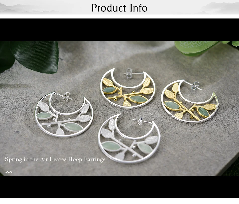 Lotus Fun-Real 925 Sterling Silver Natural Hoop