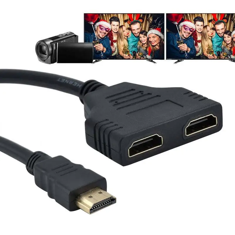 

HDMIcompatible Splitter 1 Input Male To 2 Output Female Port Cable Adapter Converter 1080P Multi Screen Display Cable