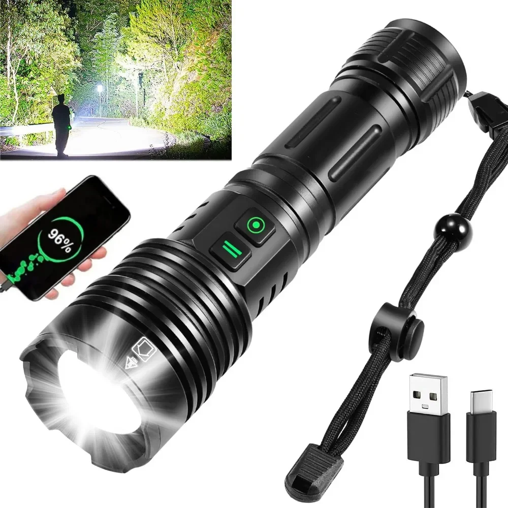 Rechargeable Flashlight 100000 Lumen Super Bright LED Flashlight with 6  Modes Zoomable Waterproof for Emergencies, Camping, Home