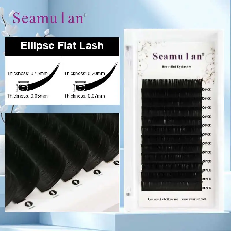 

MuLan Dream Matte Flat Ellipse Eyelash Extension Individual Soft Mink Flat Lash Split Tip Profession Volume Eyelash Extension