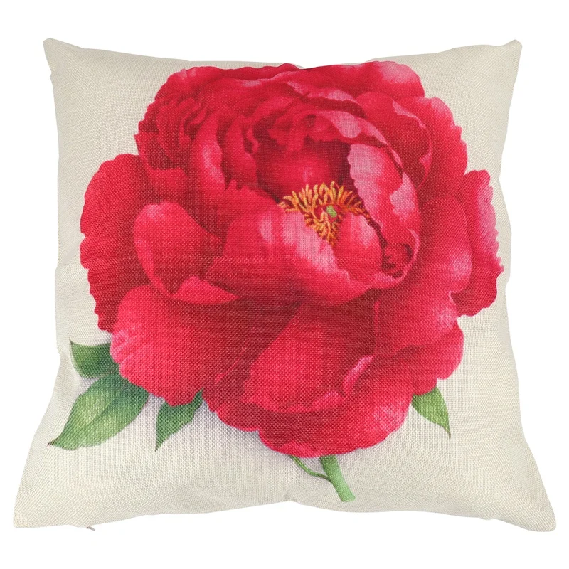 

Vintage Floral/Flower Flax Decorative Throw Pillow Case Cushion Cover Home Sofa Decorative Rose