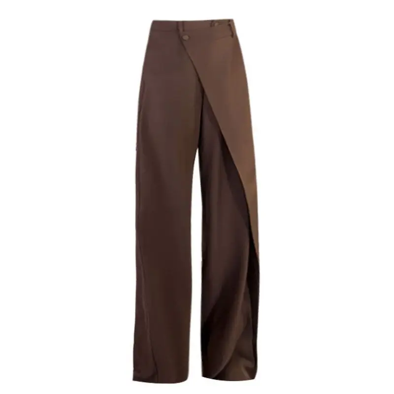 Irregular Patchwor Pants Women Casual Full Length Solid Wide Leg Pants Fashion 2024 Women Straight Trousers pantalones de mujer