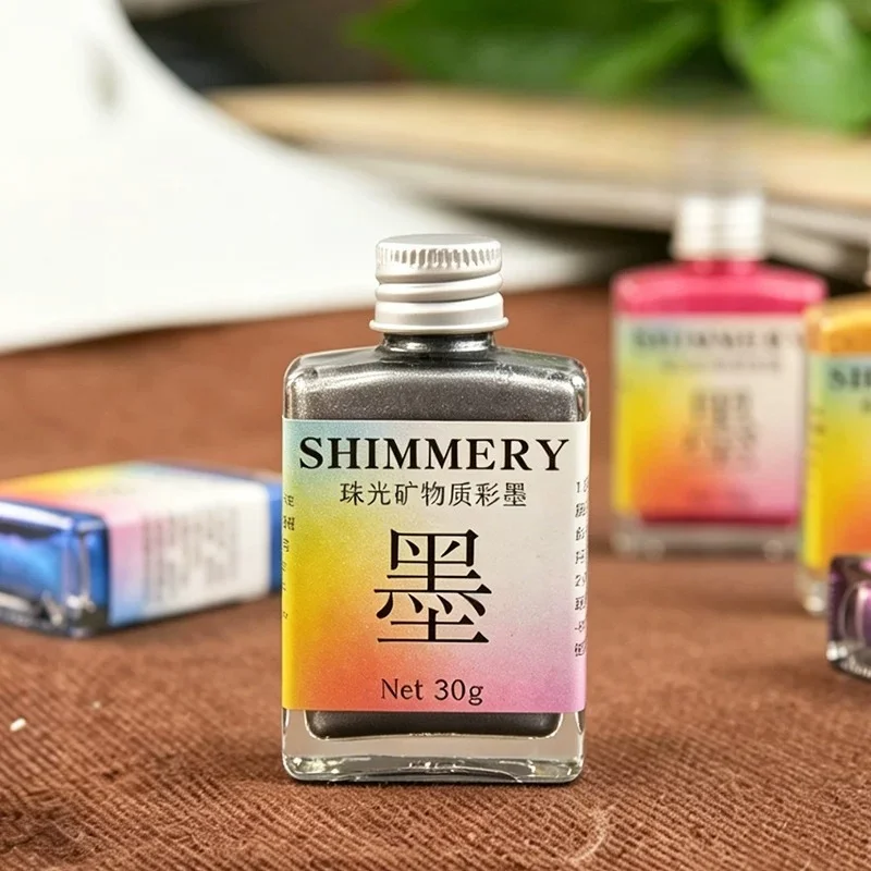 30ml 쉰 골드 캘리그래피 잉크 진주빛 쉬머 메탈릭 미네랄 기반 중국 붓펜 수미 잉크