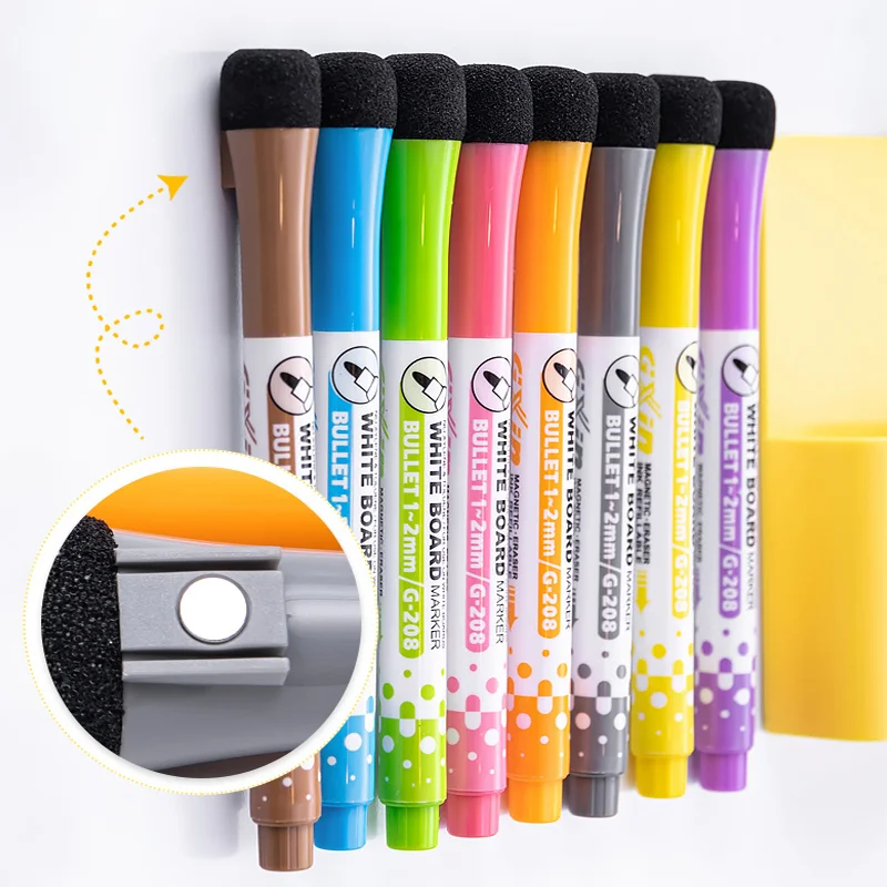 6pcs Magnetic Whiteboard Pen With Magnetic Suction Erasable Color Pen for Office Teacher Metal, Glass, Ceramic