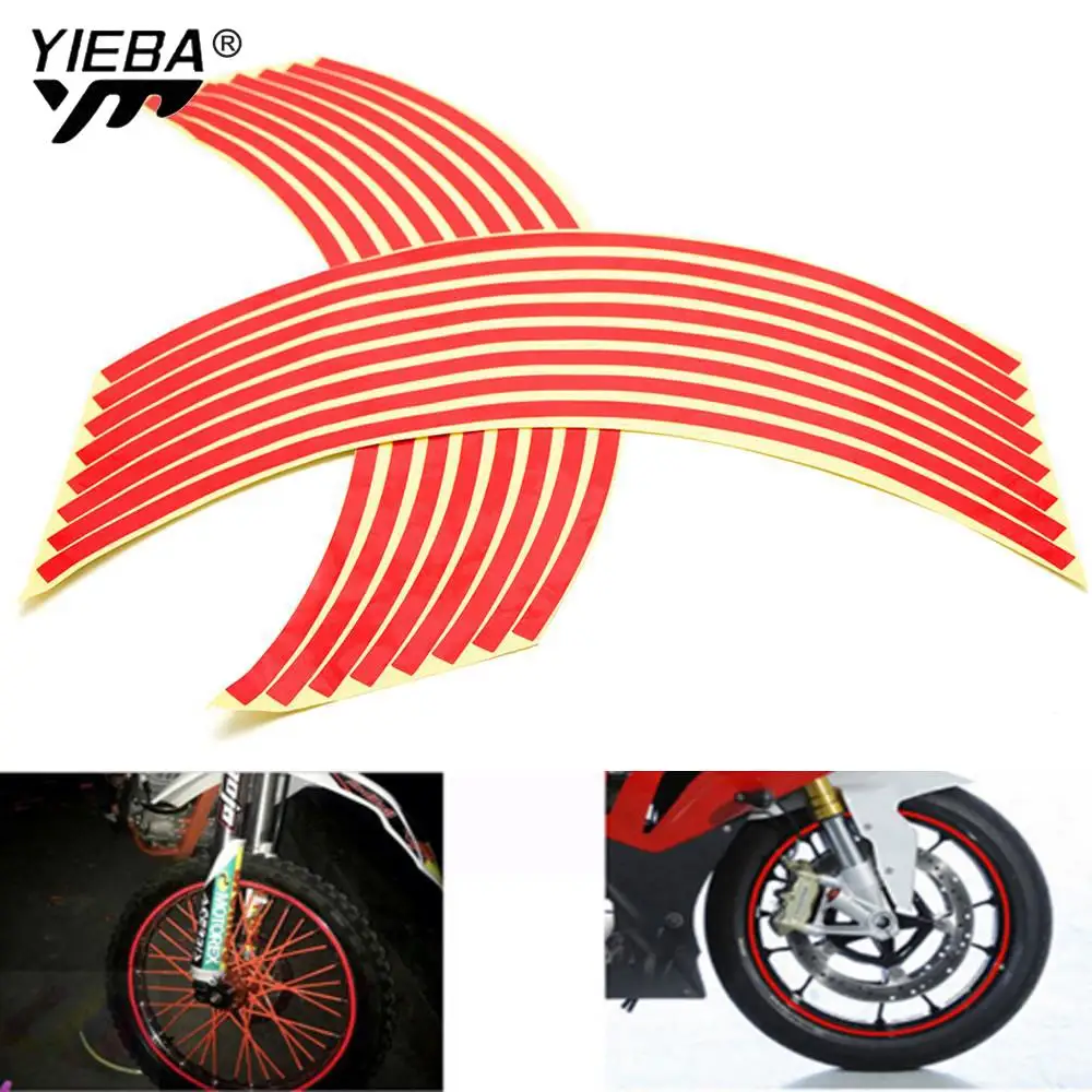 16 Strips Wheel Sticker Reflective Rim Stripe Tape Bike Motorcycle 17