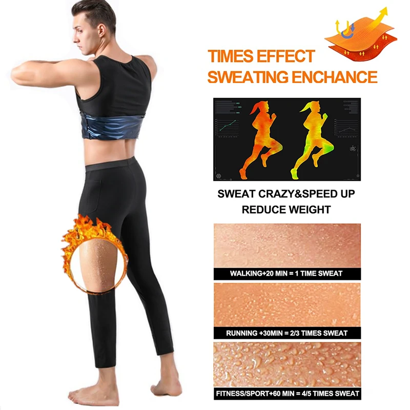 Body Shaper Slimming Pants Sweat Leggings Sauna Shapewear Men Waist Trainer Tummy Hot Thermo Capris Fitness Workout Suits