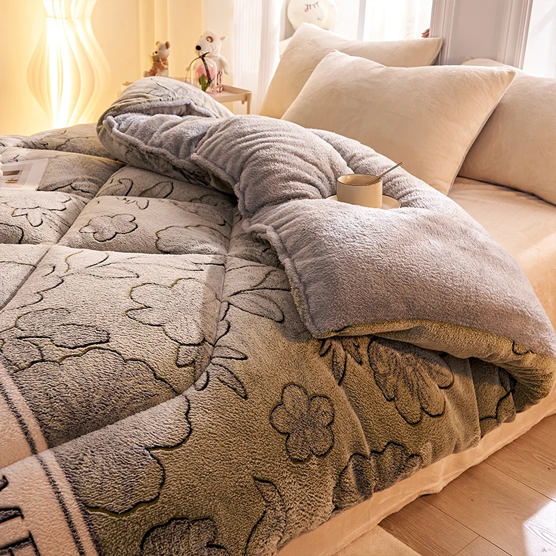 بطانية صوف الضأن الشتوية لحاف دافئ للغاية الخريف ا...