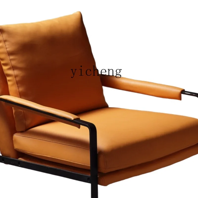 

Одноместный кожаный художественный диван ZK, простая современная комната для отдыха, ресепшн, креативное искусственное кресло из нержавеющей стали