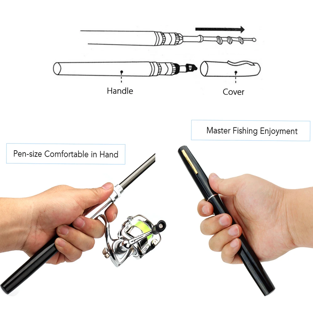 Pocket Collapsible Fishing Rod Reel Combo Mini Pen Fishing Pole Telescopic Rod Spinning Reel Combo Kit Tackle