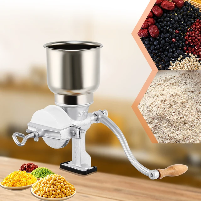 Moulin à Céréales Manuel En Acier Inoxydable - Capacité 0,5 Kg, Entonnoir 14 Cm, Réglable - Pour Grains, Café, épices - 14