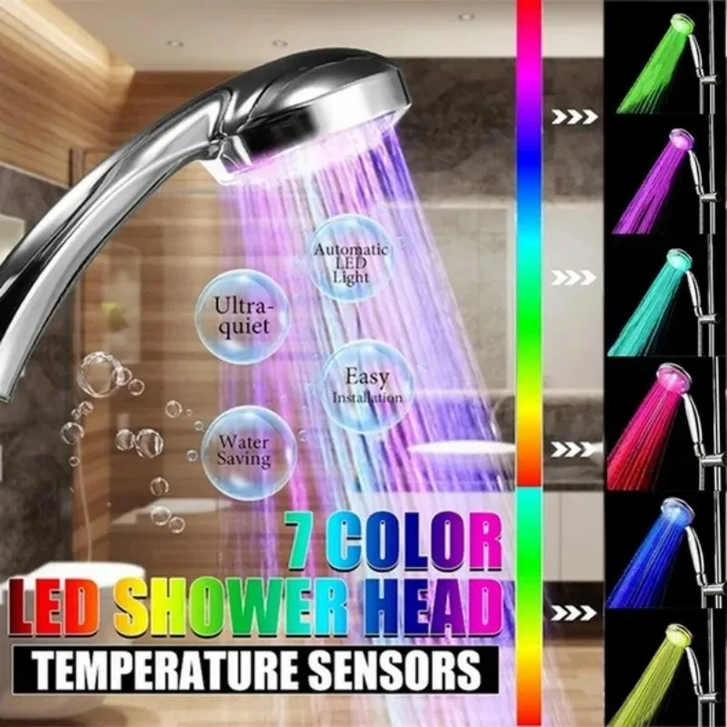 1PC7NoBatteryAutomaticallyColorsChangingLEDShowerHeadShower
