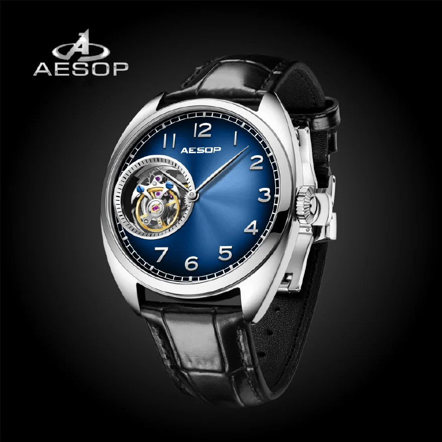 

AESOP Flying Tourbillon Movement Luxury Watch For Men Skeleton Mechanical Waterproof Watches Brand Sapphire New 7056 Aurora Eye