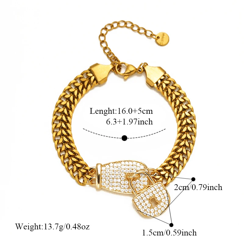 GANPUP 316L Edelstahl Goldfarben Charm-Armbänder Armreif für Frauen Hip-Hop Dicke Handgelenkskette Punk Mode Schmuck Geschenk – Detail 16