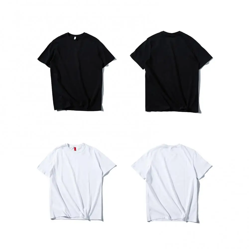 

Men T Shirt Summer Tops Women Basic T Shirt Solid Color Blank Tshirts O-neck Round Collar Short-Sleeve Couple White Top Tees