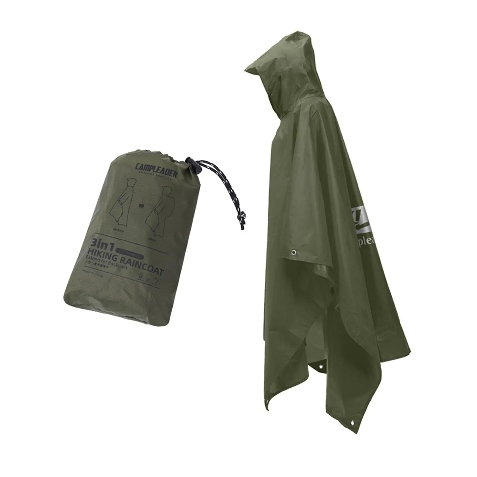 Hooded Rain Poncho Water Resistant Raincoat for Camping Hiking Outdoor Hooded Rain Poncho Water Resistant Raincoat for Camping Hiking Outdoor