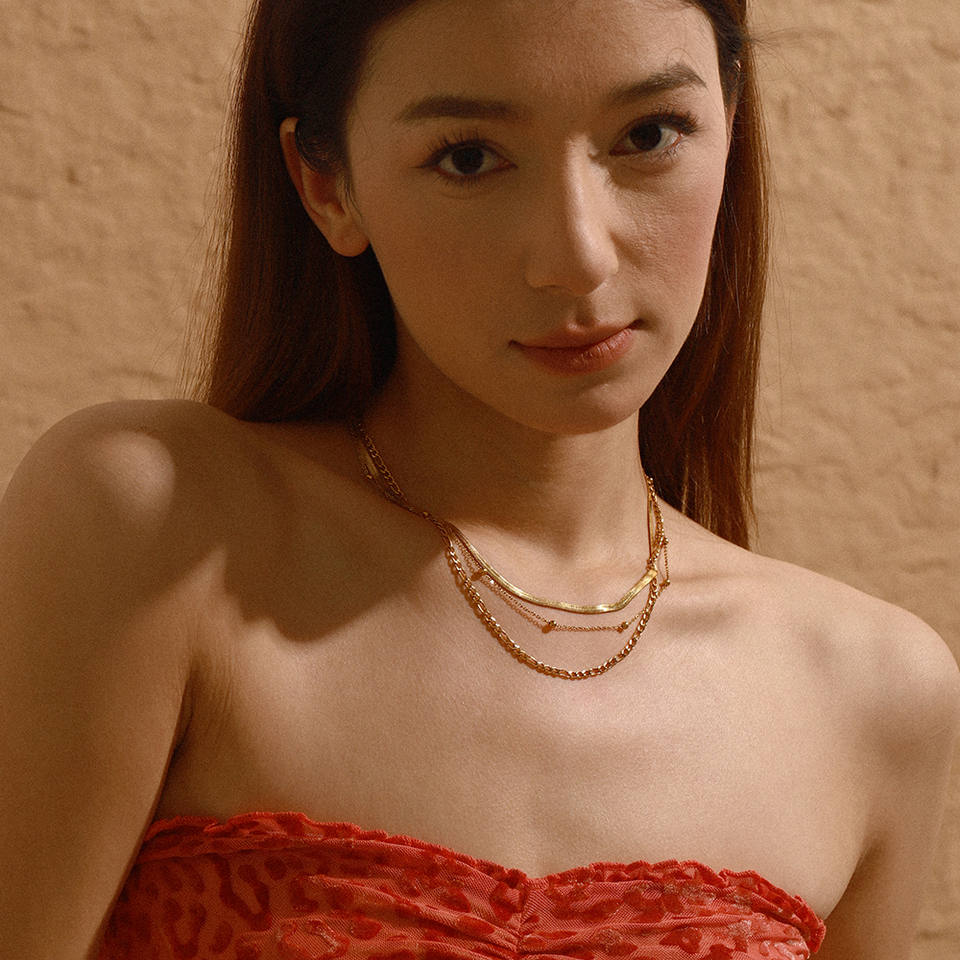 Uworld Minimalist Blade Chain Three layer Necklace Stackable Chain Necklace Women's Accessories Party Gift