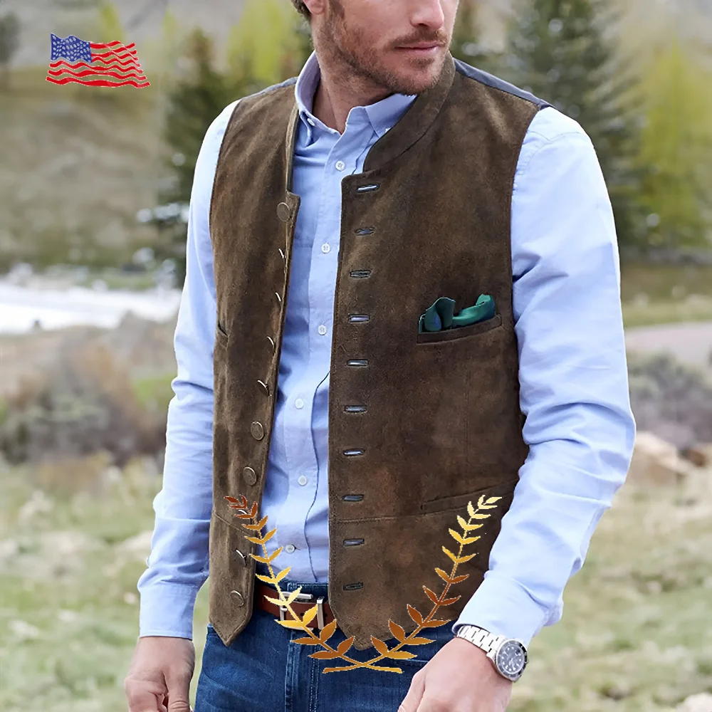 Men's Suede10-button Suit Vest Best Man Wedding Clothing Jacket Victorian Style Steampunk Casual Business Vest