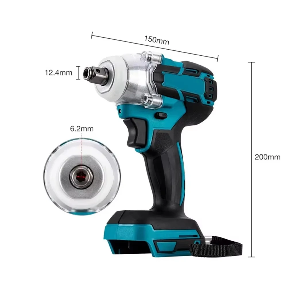 Brushless Cordless Electric Impact Wrench 1/2 inch 520NM Power Tools Compatible 18V Battery Wrench Toolbox Set