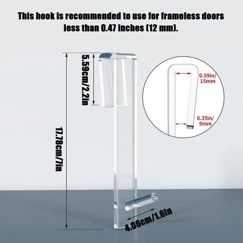 1pcs Bathroom Shower Door Hook Over Glass Door Shower Towel Rack Transparent Acrylic Drilling Free Towel Holder Hanger 6