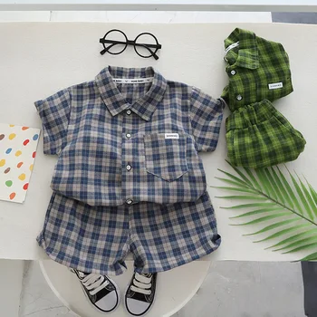 Kids Plaid Shorts Set 1
