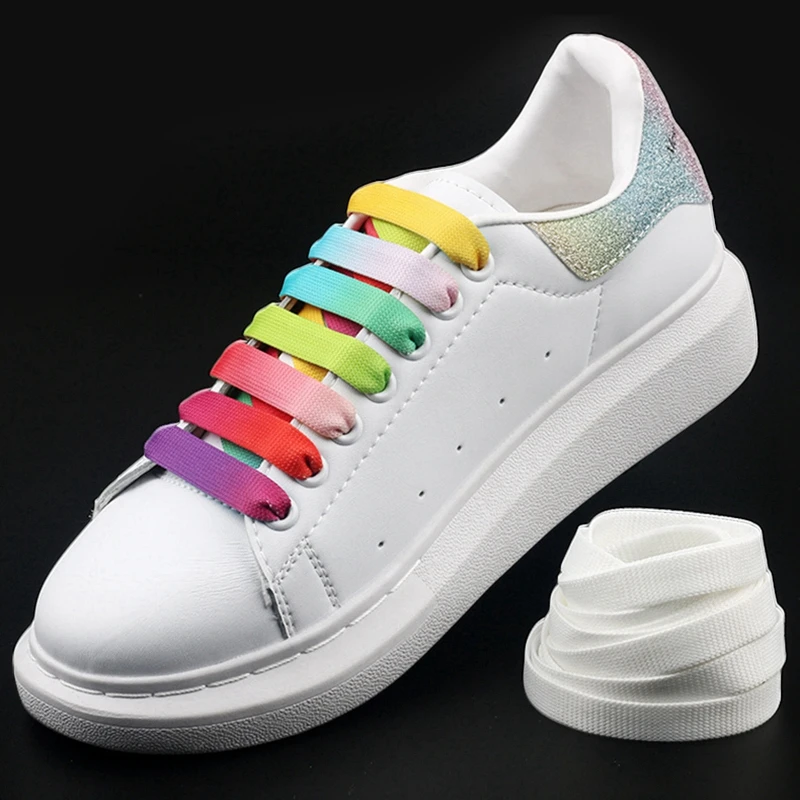Gradient Color Shoelaces Rainbow Flat Laces Unisex 100CM 6 Colors