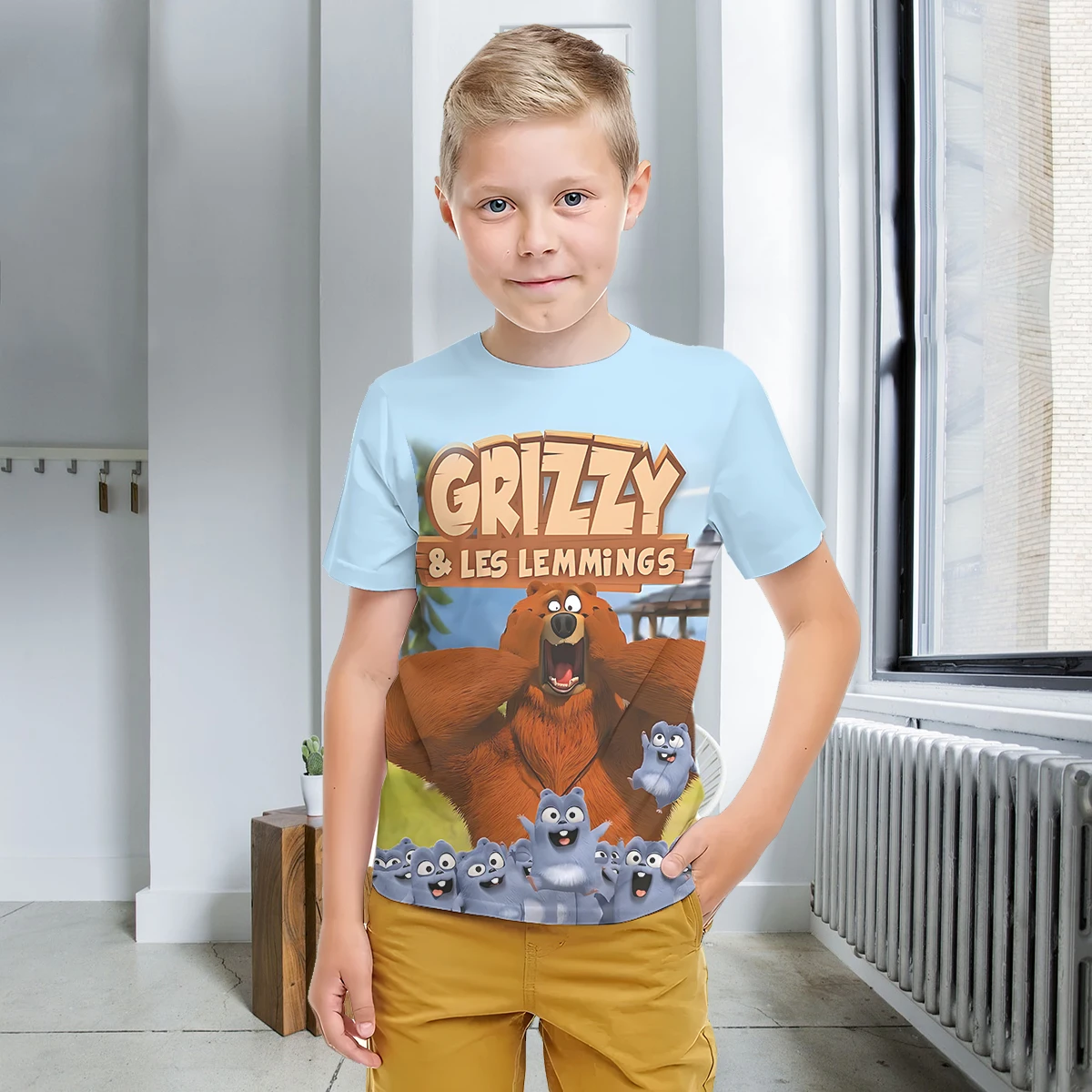 3D Print Grizzy and the Lemmings Baby Clothing 5 to 14 Years Male Outdoor Clothes for Children Boy Girl Child T-Shirt Top Shirts 3