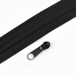 Colorful Nylon Coil Zipper Tape with Sliders for DIY Sewing and Garment Decoration (Black)