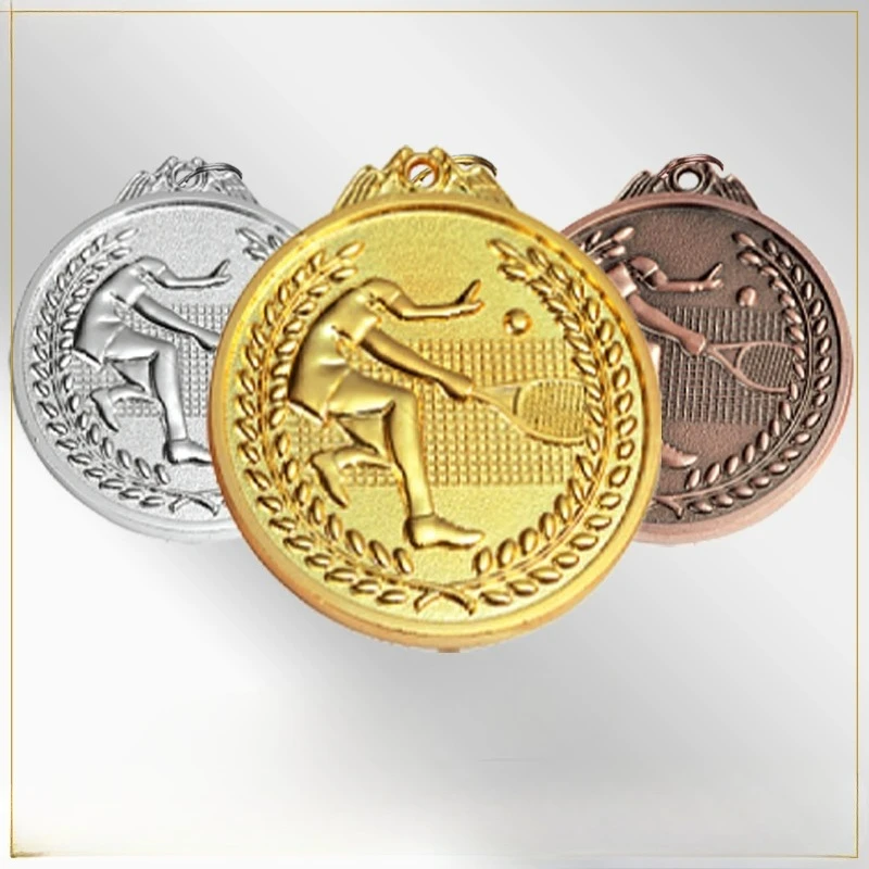 Customization Metal Tennis Baked Paint Medal Sports Meeting Children's School Souvenirs Award Hanging Around the Neck Decor, 1Pc