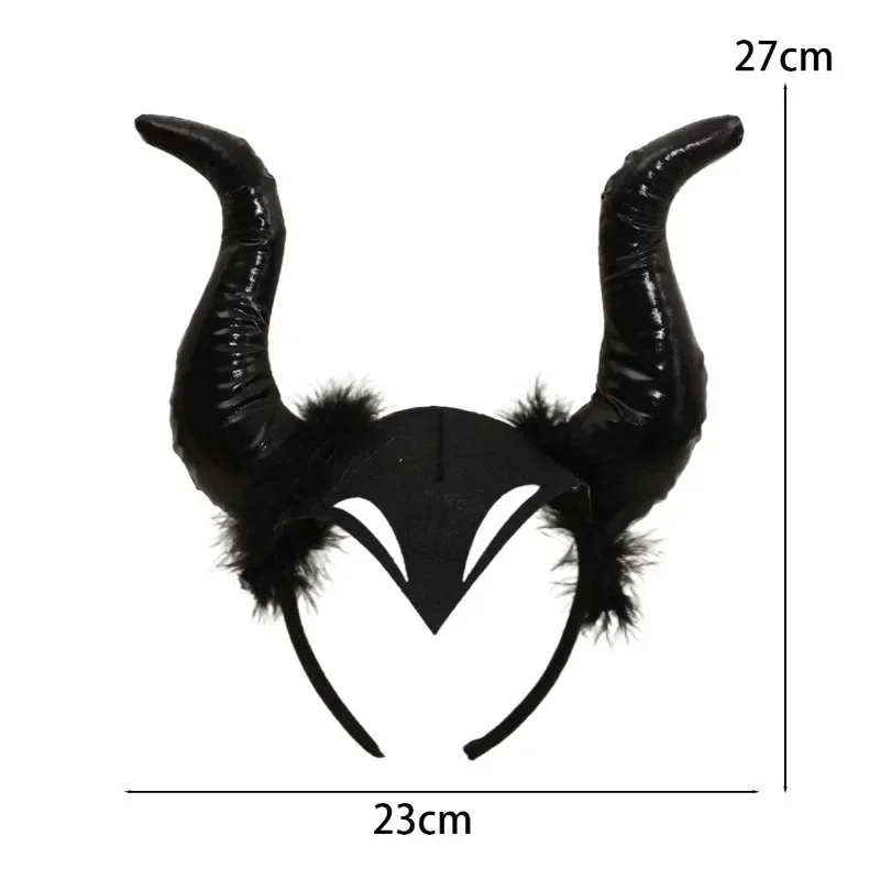 Black Demon Horn Headwear Gothic Halloween Animal Sheep Devil Cosplay Headband Unisex Goat Horn Hair Hoop