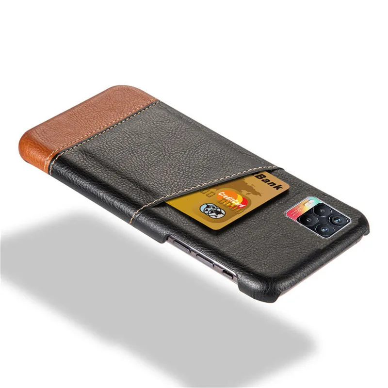 Elegant PU Leather Card Slot Holder Case - Mixed Splice Design