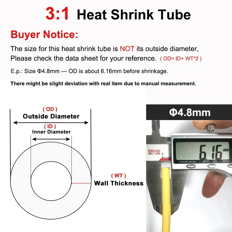3:1 Adhesive Heat Shrink with Glue 1.6/2.4/3.2/4.8/6.4/7.9/9.5/12.7/15.4/19.1/25.4/30/39 Shinkable Shrink Tubing Wires 10M heat shrink tubing