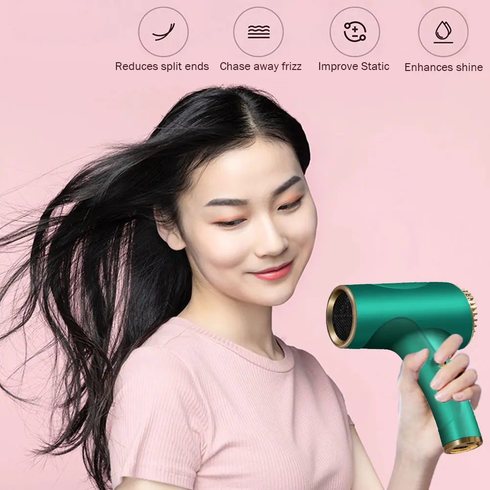 Hair Dryer Portable Handy Hairdryer 2600mah Cordless Lonic Hair Dryer 40/500W USB Rechargeable Powerful 2 Gears for Travel Home Dormitory