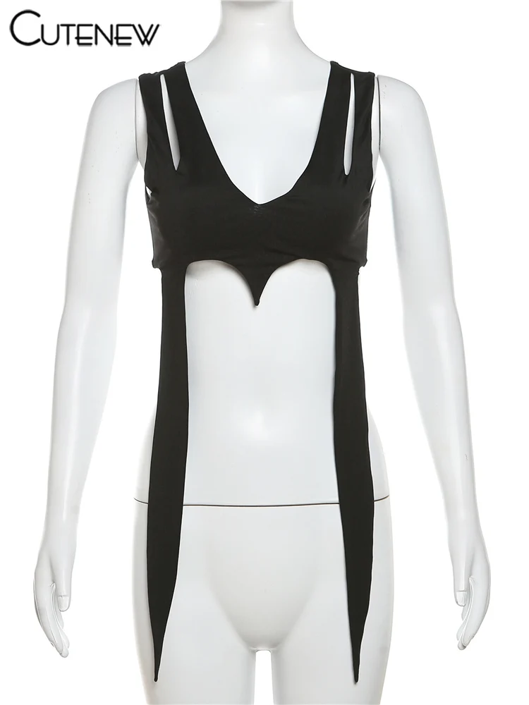 Camisola sexy con tirantes y retazos para mujer, camisola de verano sin mangas, ajustada, con agujeros, informal, ropa de calle