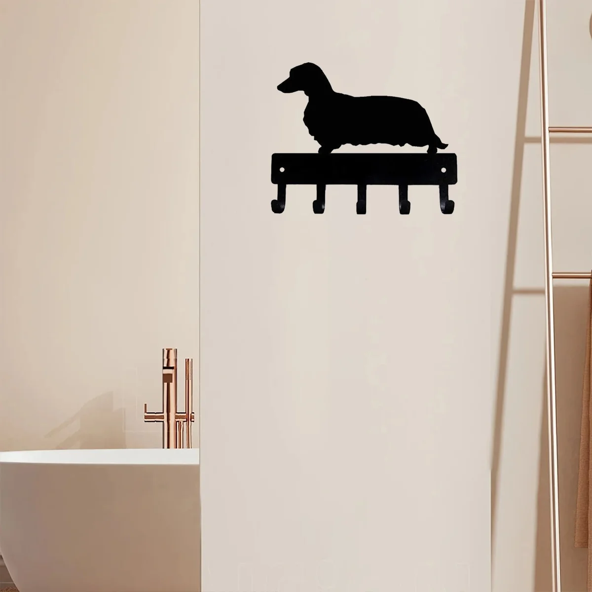 Longhaired Dachshund Dog - Key Hooks & Keychain Holder - 6 inch Metal Wall Art -Perfect Gift for Dachshund Lovers 4
