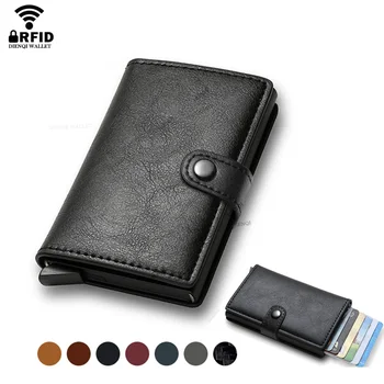 Porta carte di credito in fibra di carbonio Portafoglio Porta soldi da uomo Rfid Smart Metal Sottile Portafoglio minimalista sottile Nero Vallet Regali per uomo