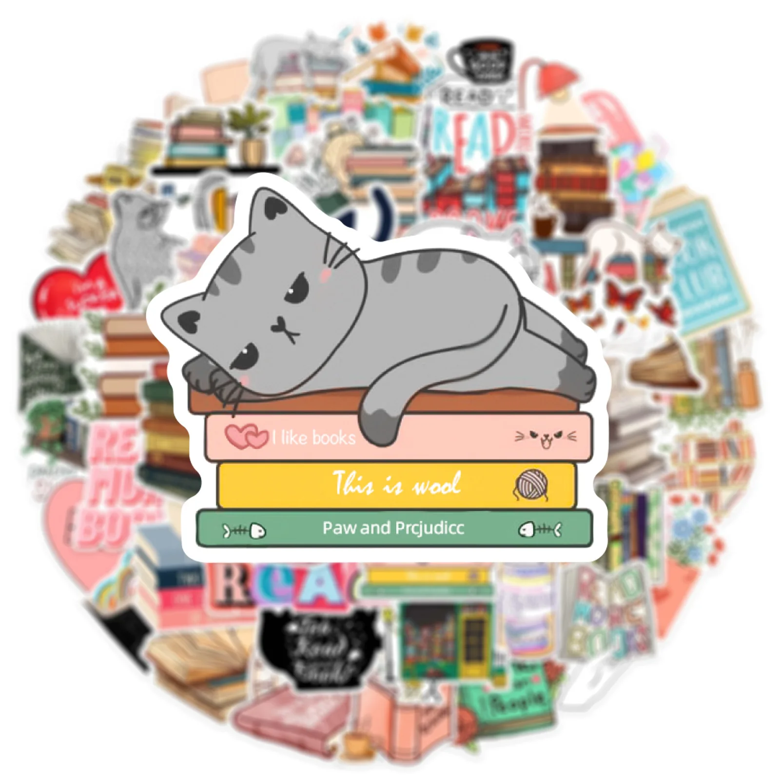 Cute Reading Book Waterproof Graffiti Sticker Decorative Stickers Decorative Labels Stickers Stationery Stickers Self Adhesive Stickers Adhesive Stickers Cartoon Stickers Cartoon Sticker Paper Stickers Aesthetic Decorative Luggage Laptop Cup Phone Scrapbook Kids Stickers 10/30/50Pcs