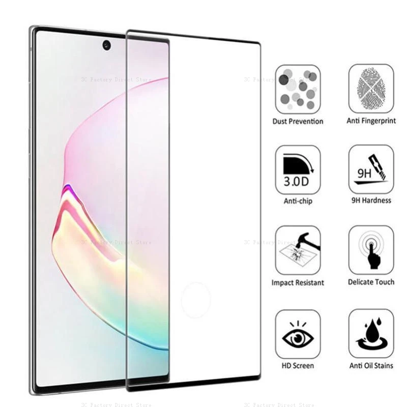 

3D Edge Screen Protector For Samsung Galaxy Note 9 8 S20 S21 S22 S23 Ultra Plus Tempered Glass For Samsung Galaxy Note 10 Plus