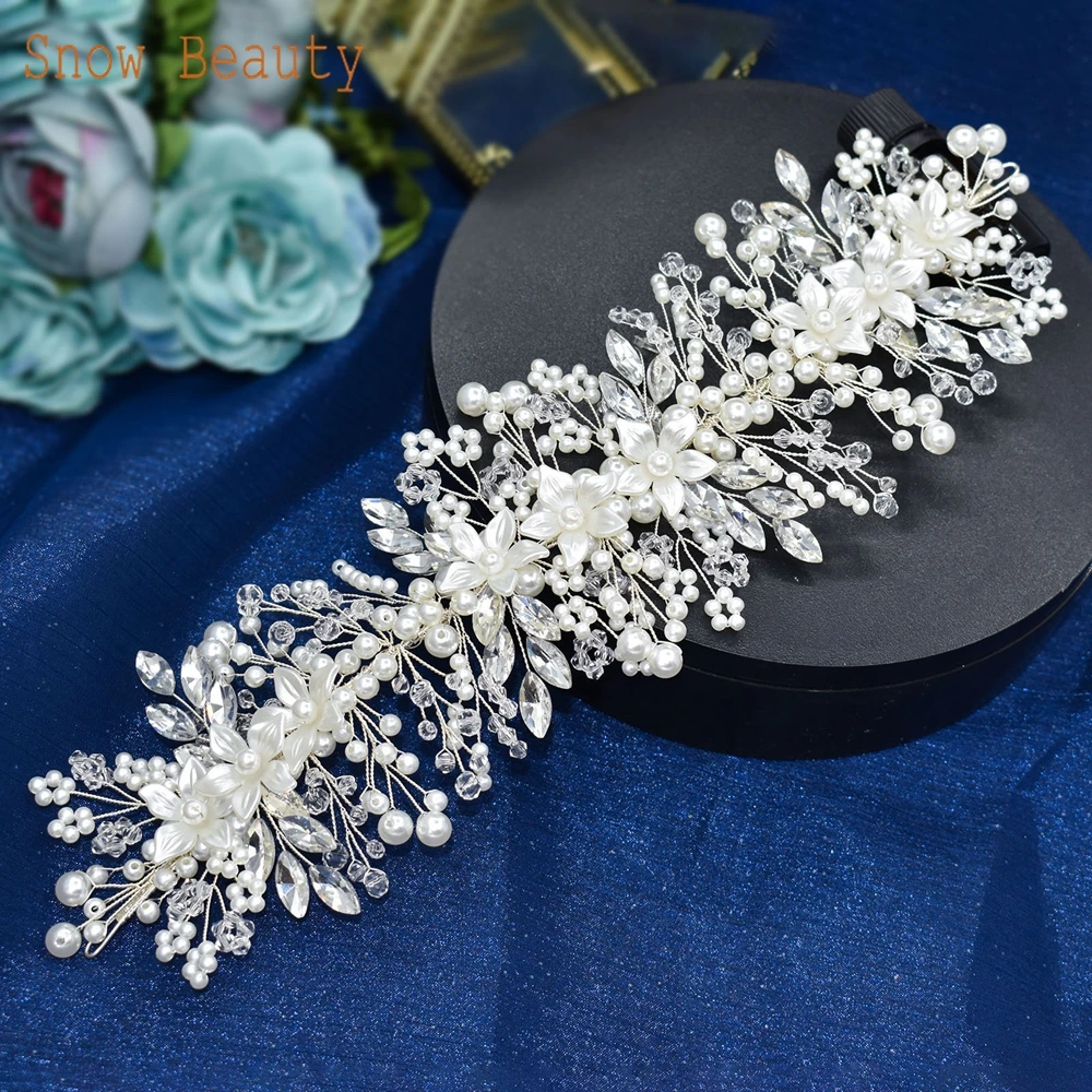 A416 Red Crystal Bridal Crown Headdress Wedding Hair Accessories Bridesmaid Headwear Hairband Jewelry Hair Ornaments Headbands