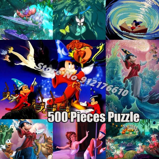 Fantasia Disney Cartoon Movie 500 Pieces Jigsaw Puzzle Mickey Anime Flat  Puzzle Decompress Relaxing Game Handmade Home Decor - AliExpress