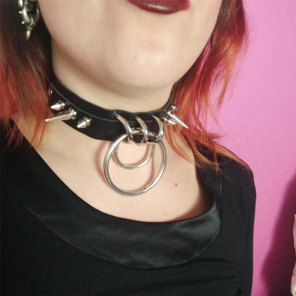 Choker Collare Con Anello per BDSM / Collarino per Guinzaglio in Cuoio
