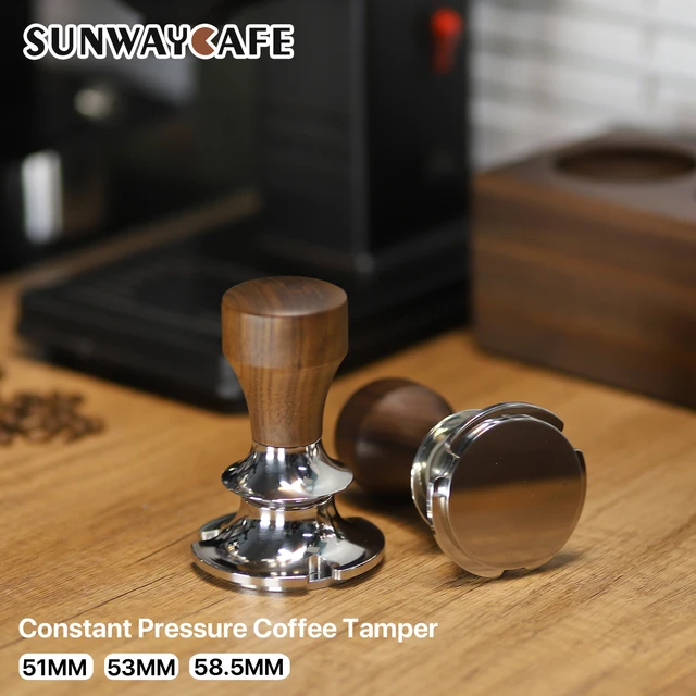 51/53/58.5mm Coffee Tamper Constant Pressure Adjustable Height SUS304 Powder Hammer Espresso Tamper Flat Base Coffee Accessorie