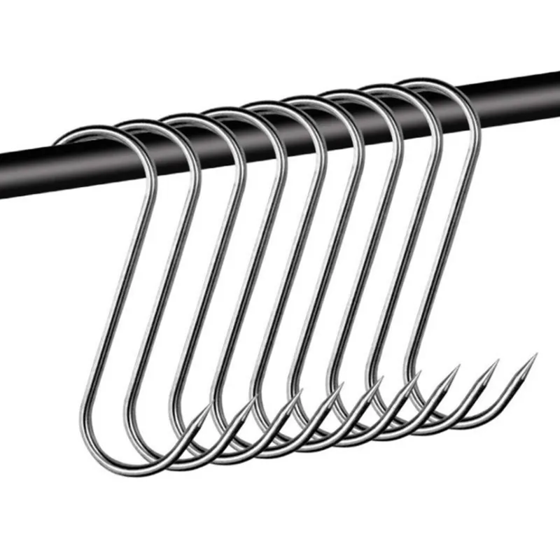 Stainless Steel Sharp Tip Hanging S Hooks for Kitchen and Butcher Shop