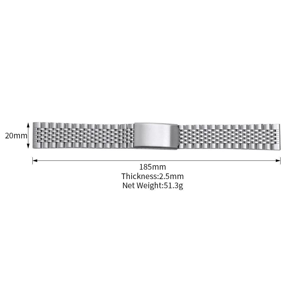 Stainless Steel Men's Replacement Watch Band - Curved/Flat End, Polished/Matte Finish